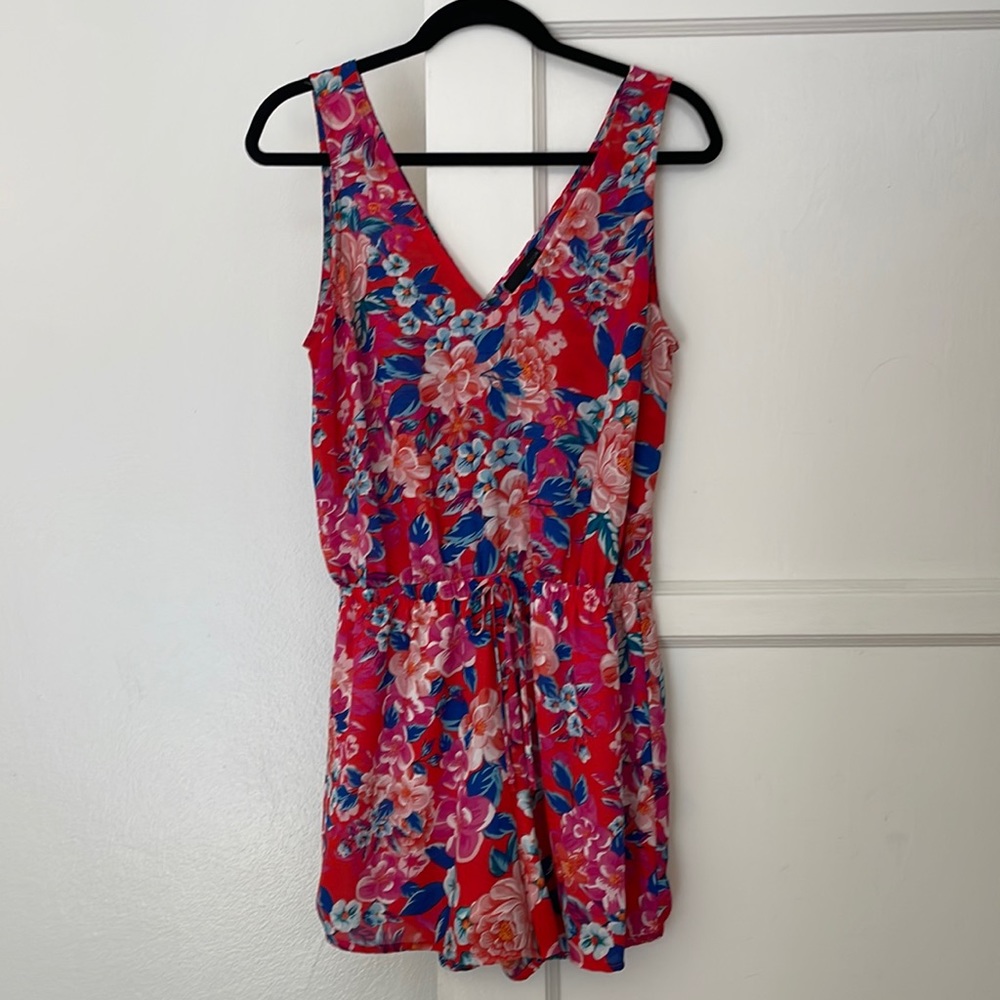 Bright floral Aqua romper, size Medium (US 2-4)